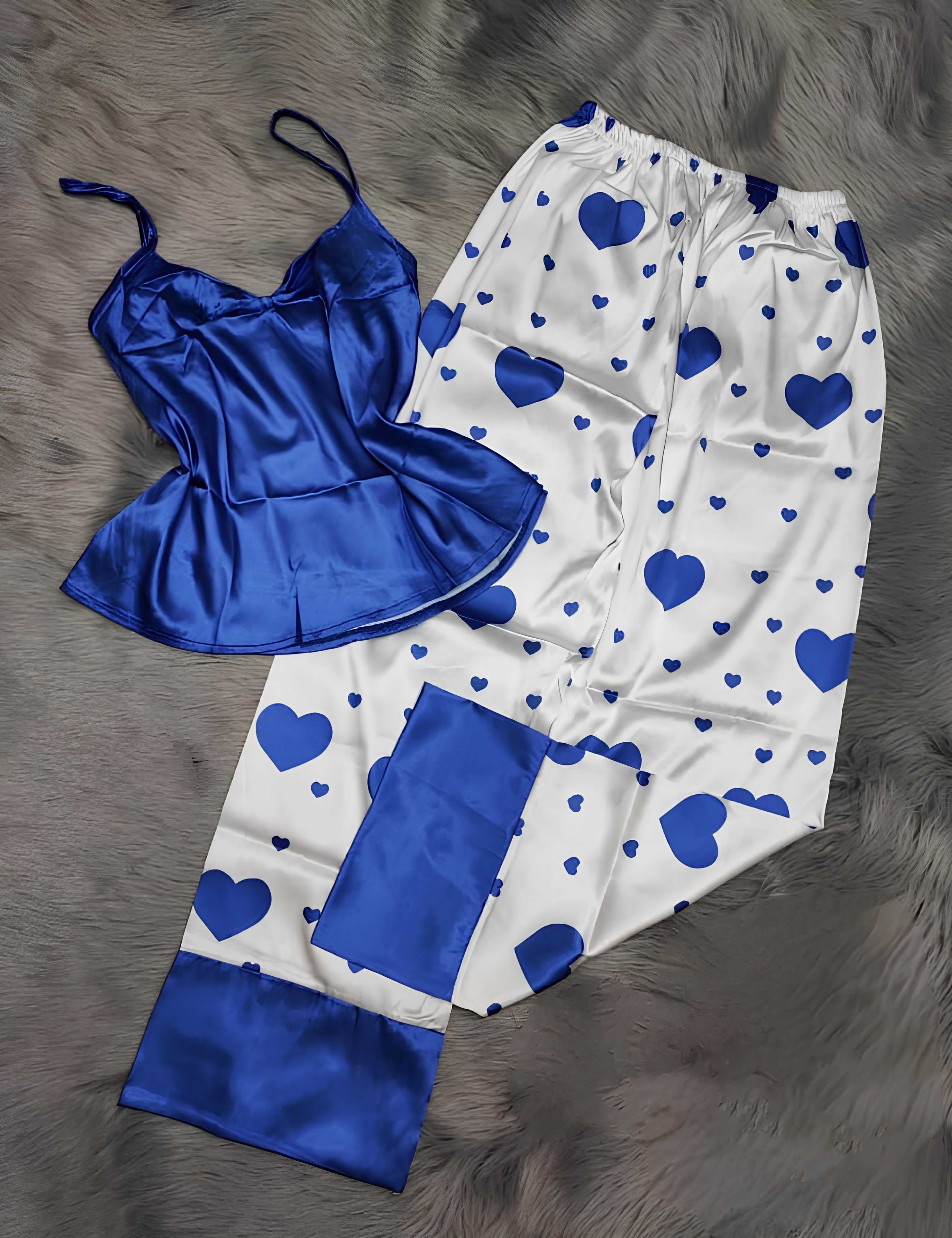 Women's satan pajamas Dark Blue  40