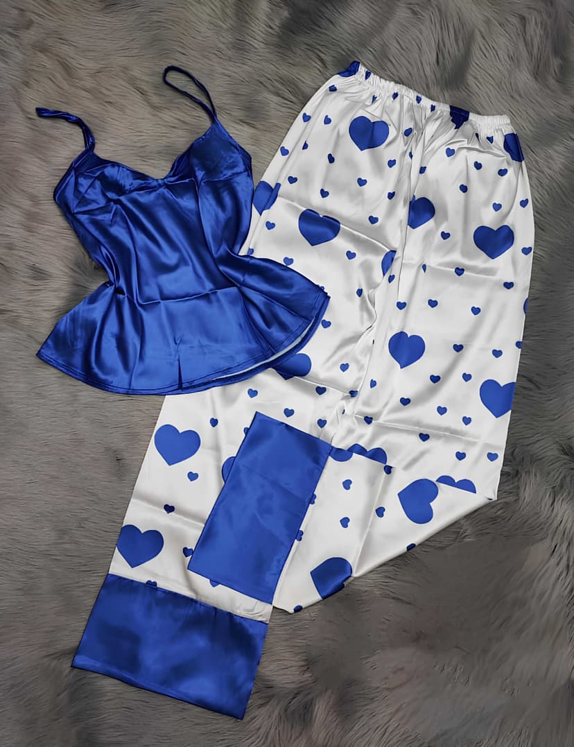 Women's satan pajamas Dark Blue  40
