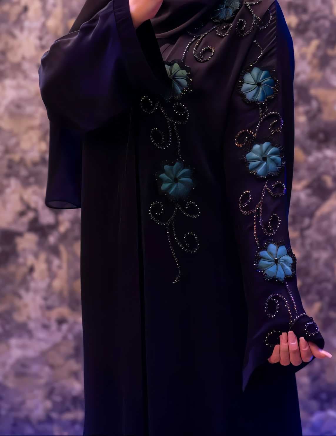 black abaya Dark Blue  M