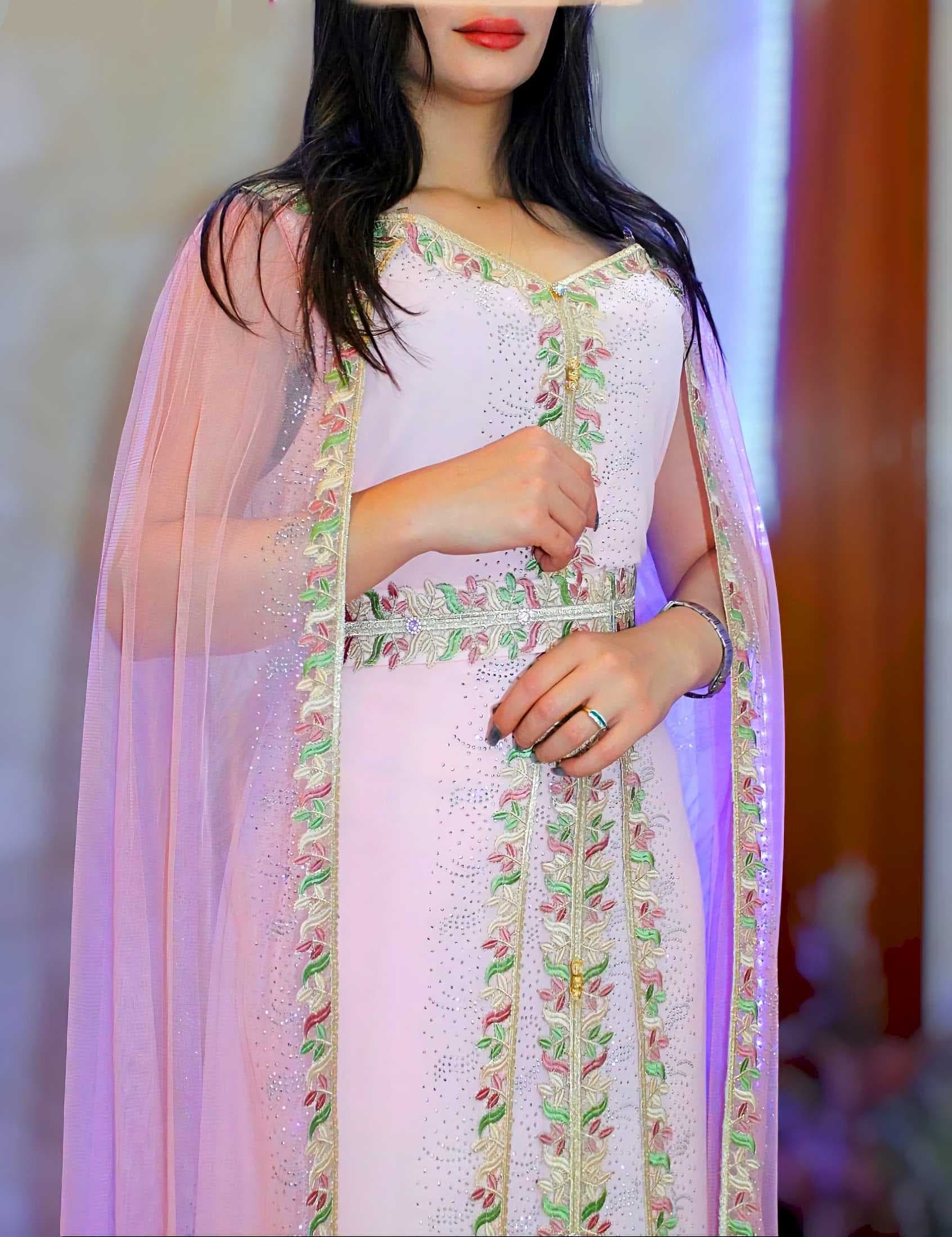 Silky Caftan Pink  M
