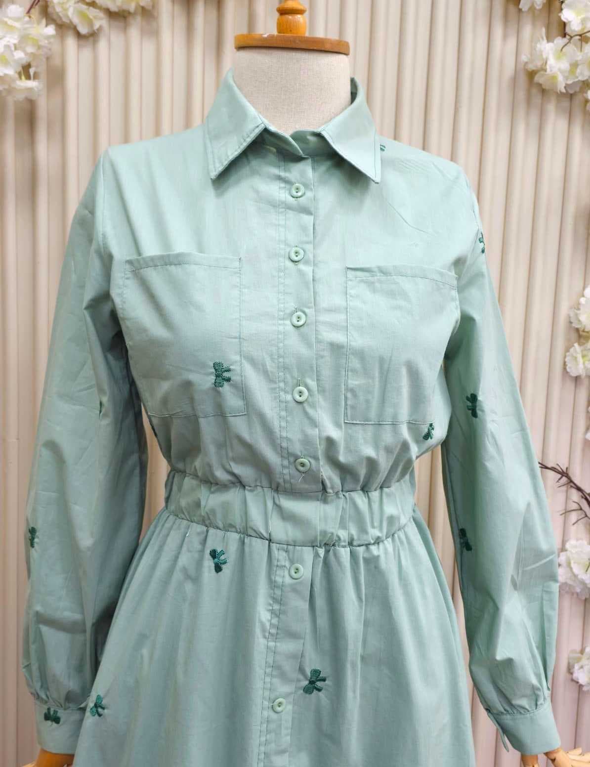 Fabric dress light green  L
