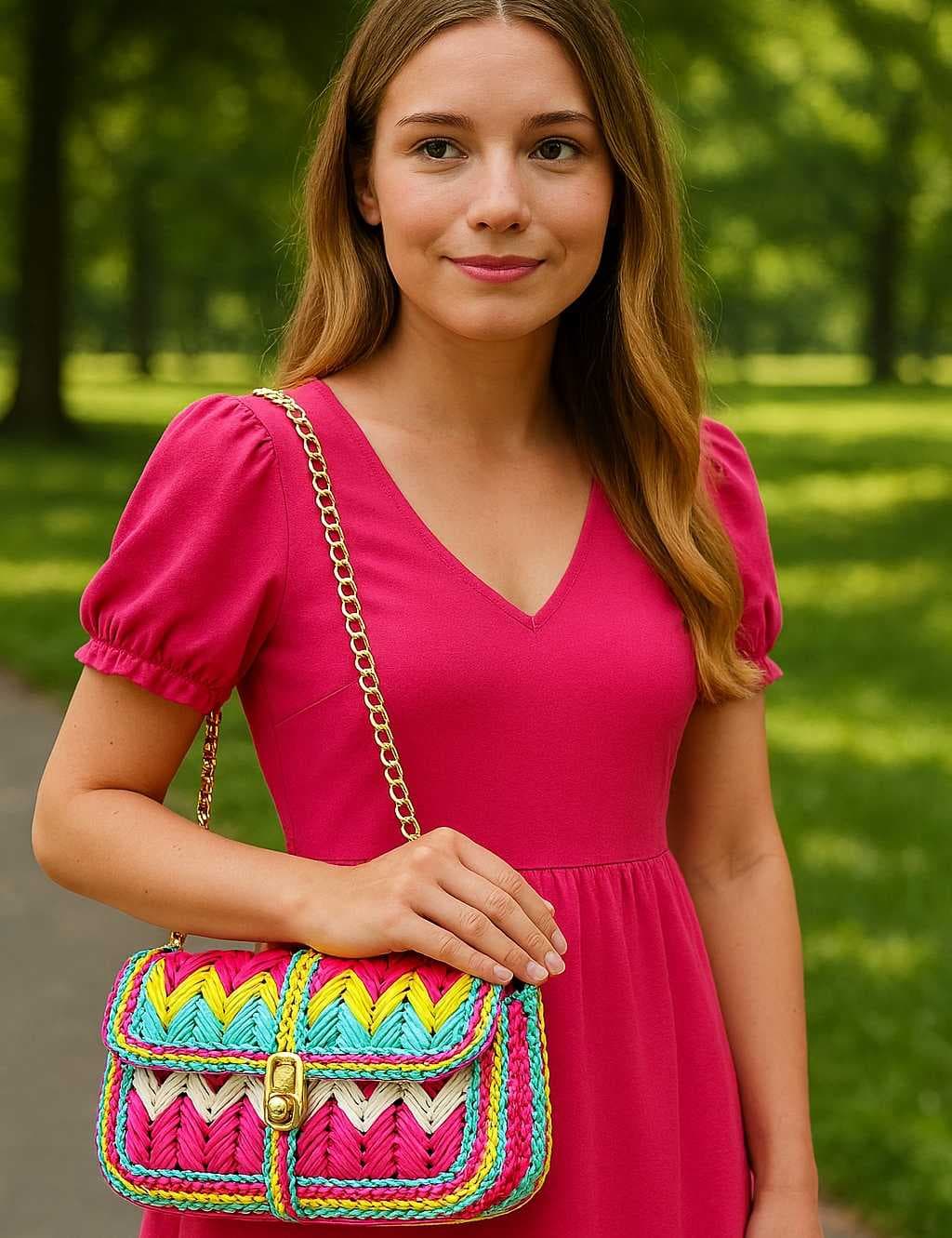 stylish handmade crossbody bag pinkish