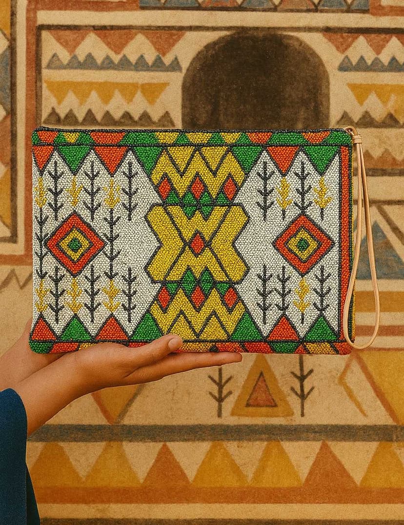 A handcrafted bag features a design inspired by traditional Asiri patterns - 2