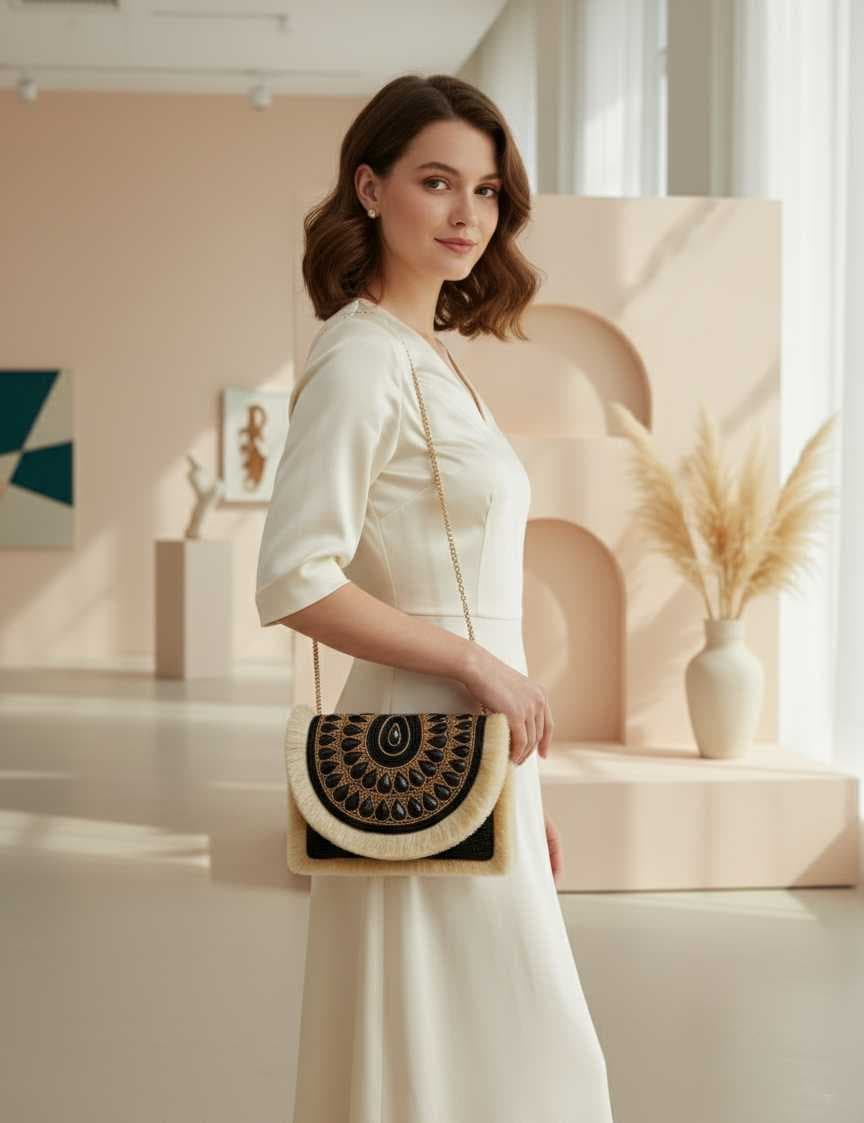 A luxurious evening clutch with an artistic design