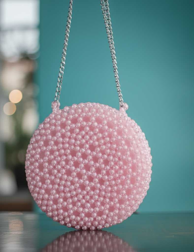 A luxurious round handbag Pink
