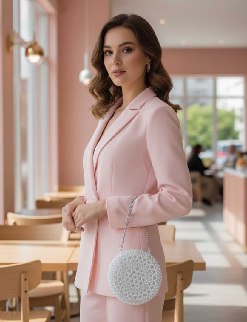 A luxurious round handbag White