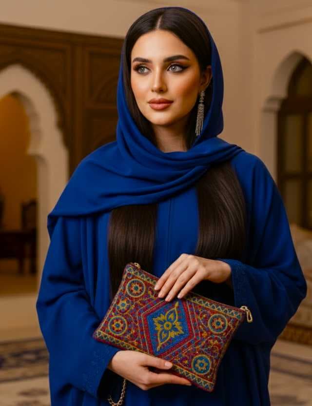 Handcrafted Beaded Clutch Bag with Traditional Najdi Patterns