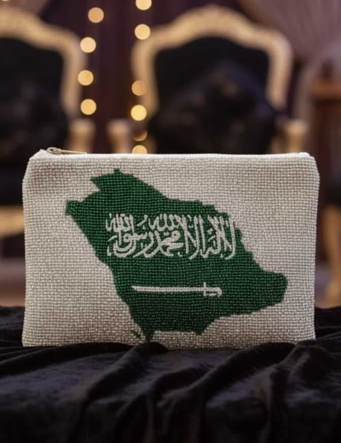 A handmade clutch bag featuring the map of Saudi Arabia - 2