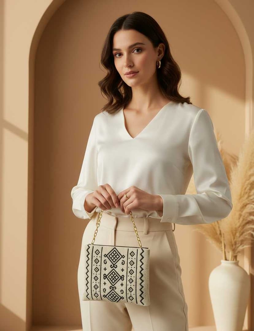 A chic handbag adorned with traditional geometric patterns Off-White - 2