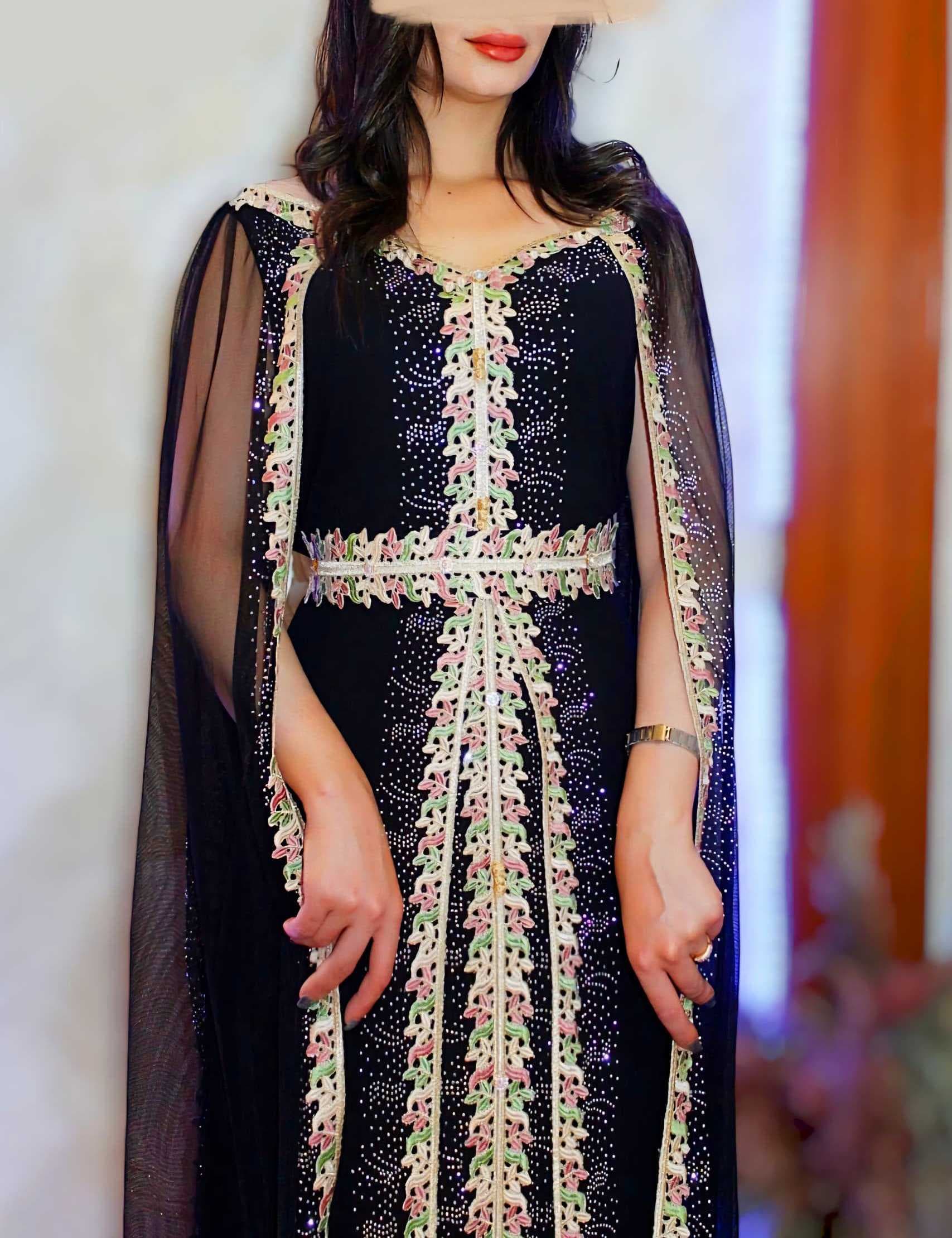 Silky Caftan black  L