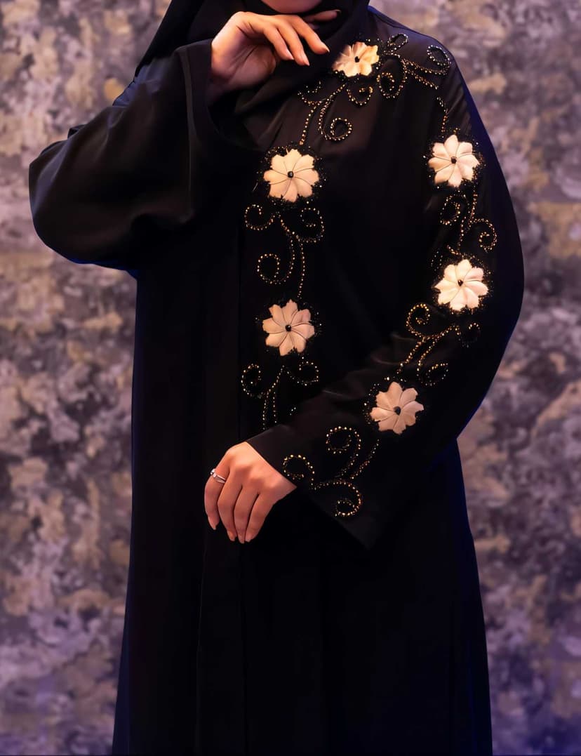 black abaya Beige  M - 2