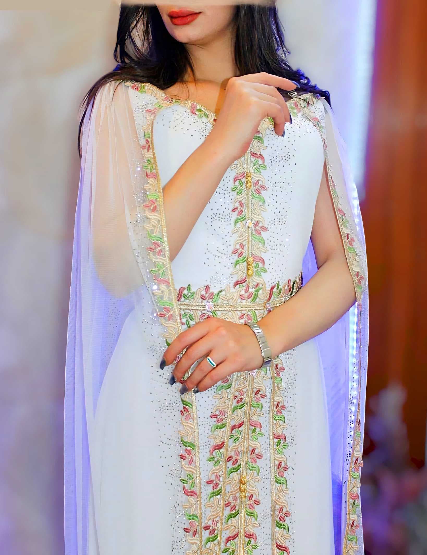 Silky Caftan White  L