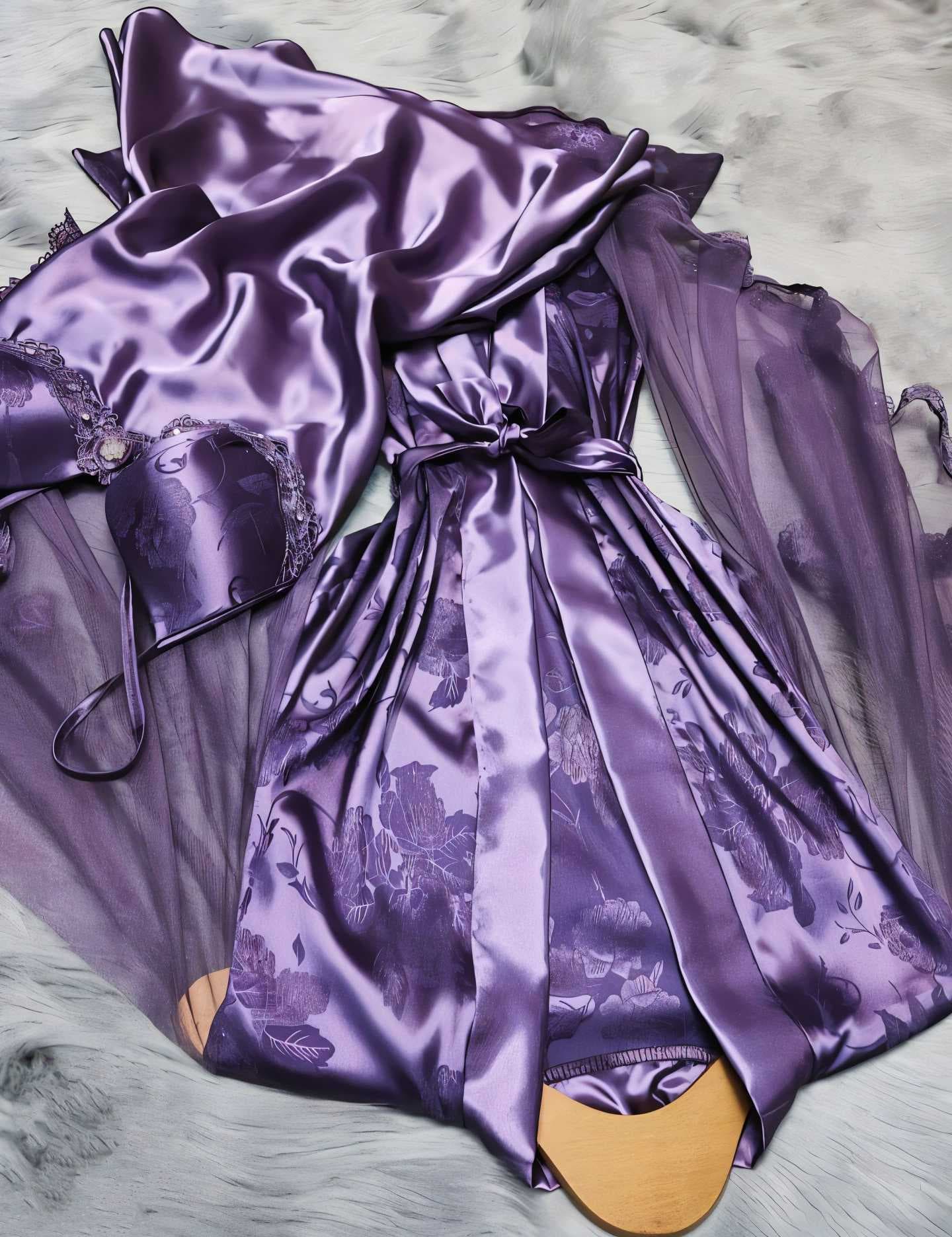 satin jacquard set purple  44