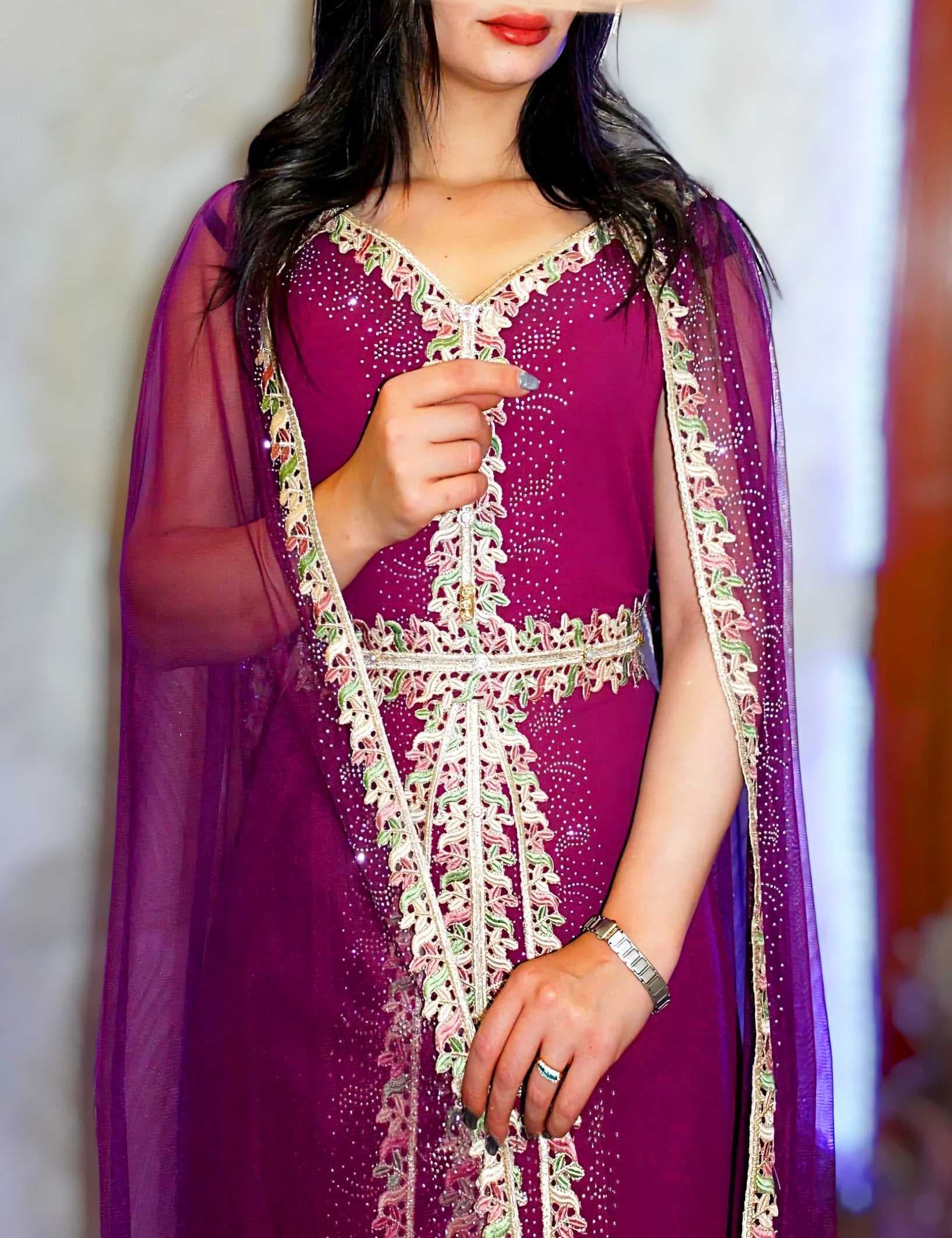 Silky Caftan burgundy color  L