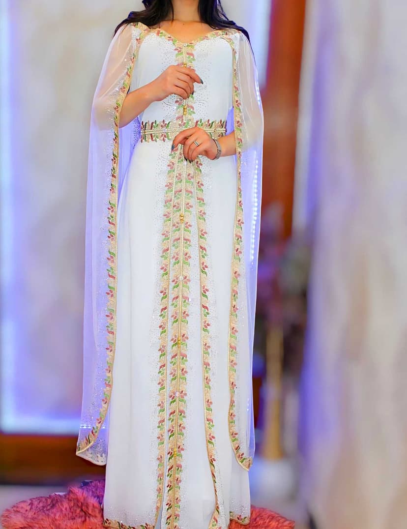 Silky Caftan White  L - 2