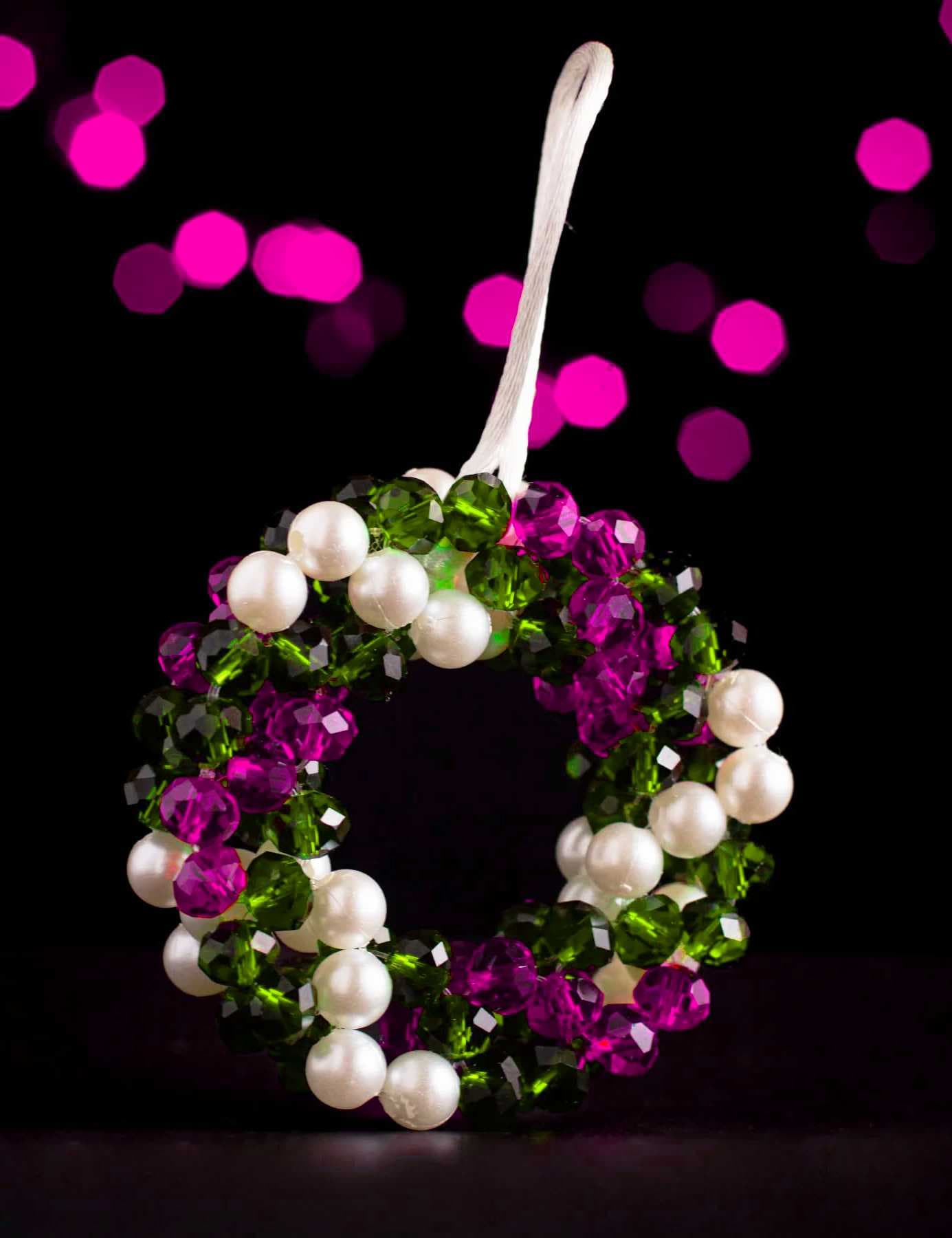 A handcrafted Christmas wreath purple