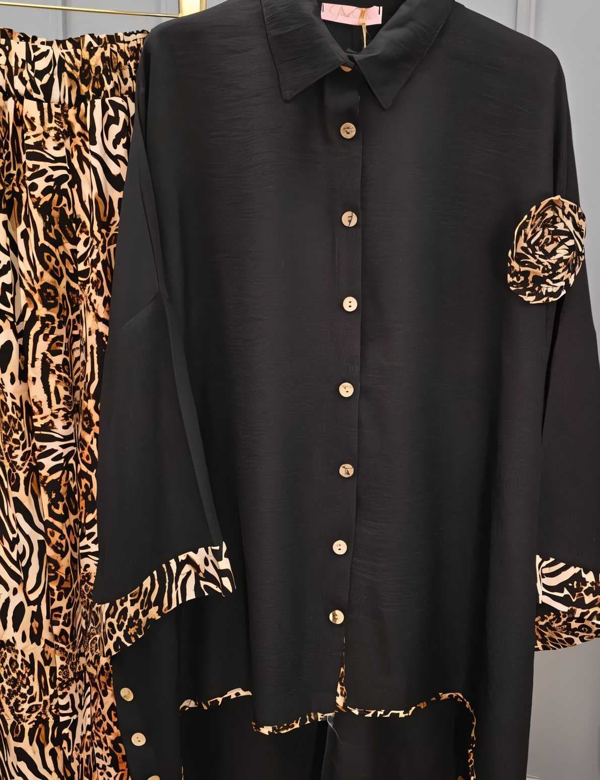 Tiger Linen Set black 48