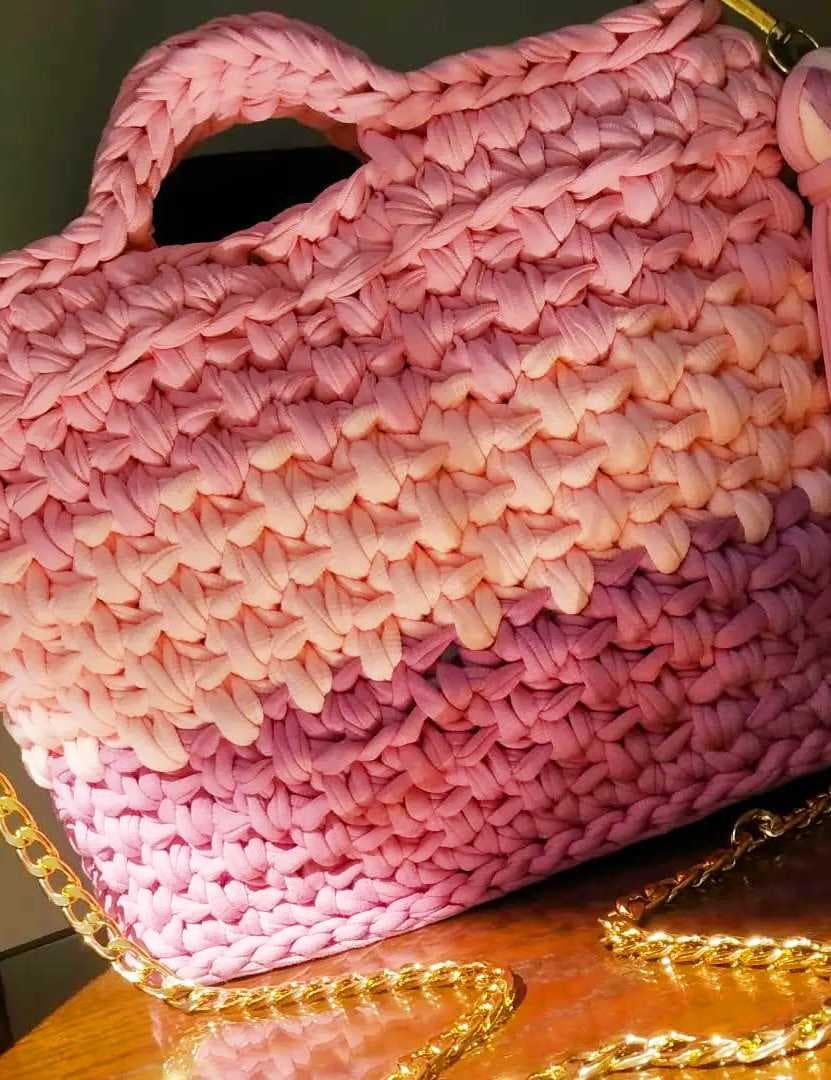 A stylish handcrafted crochet handbag Mauve Purple