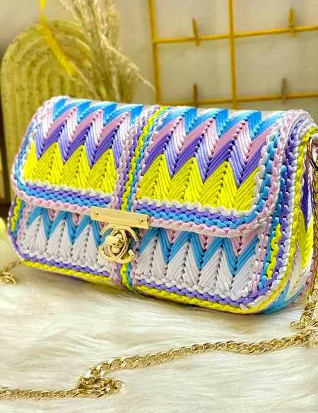 stylish handmade crossbody bag light Blue