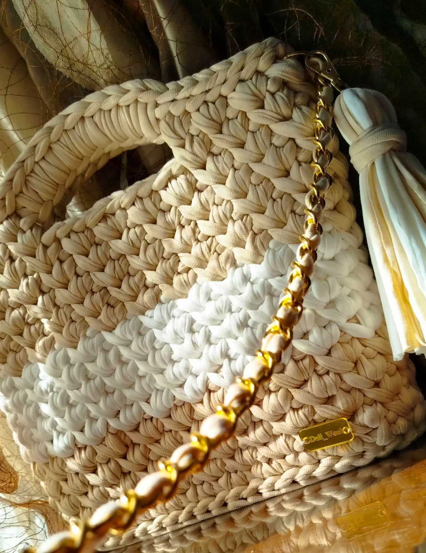 A stylish handcrafted crochet handbag Beige