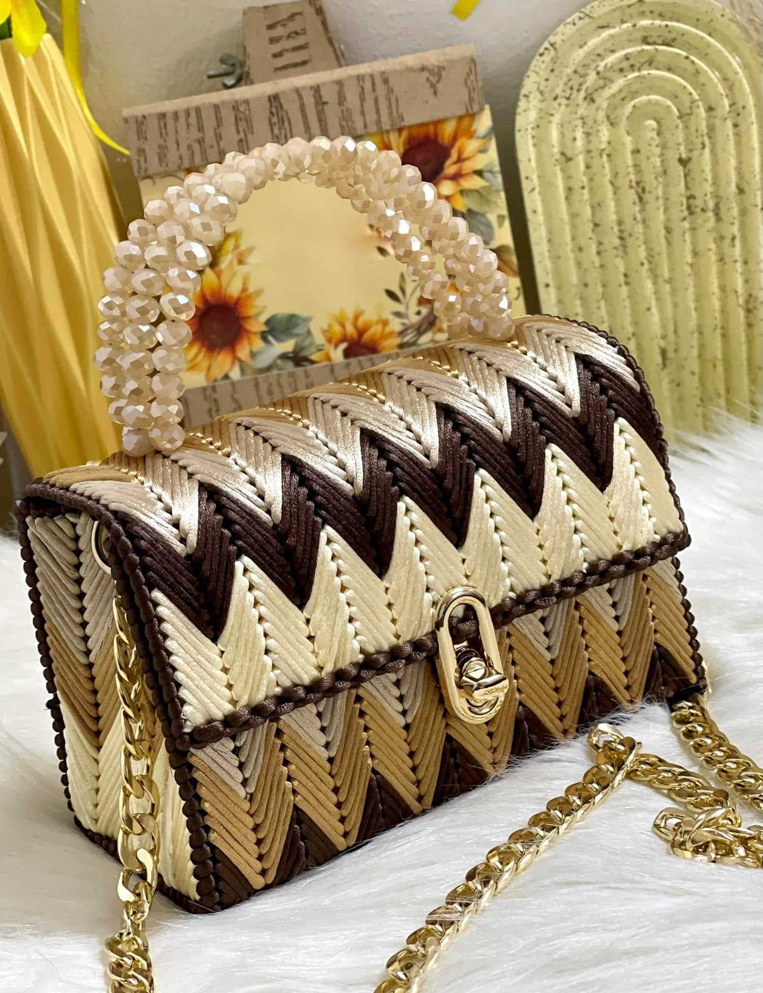 A stylish handmade women’s crossbody bag Beige