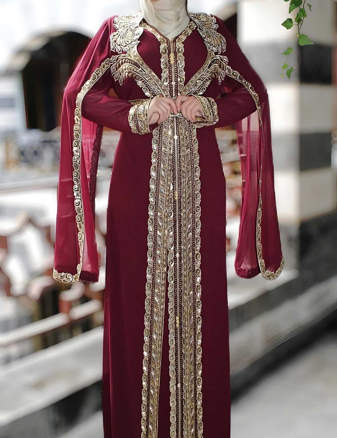 Luxurious oriental caftan burgundy color 2XL