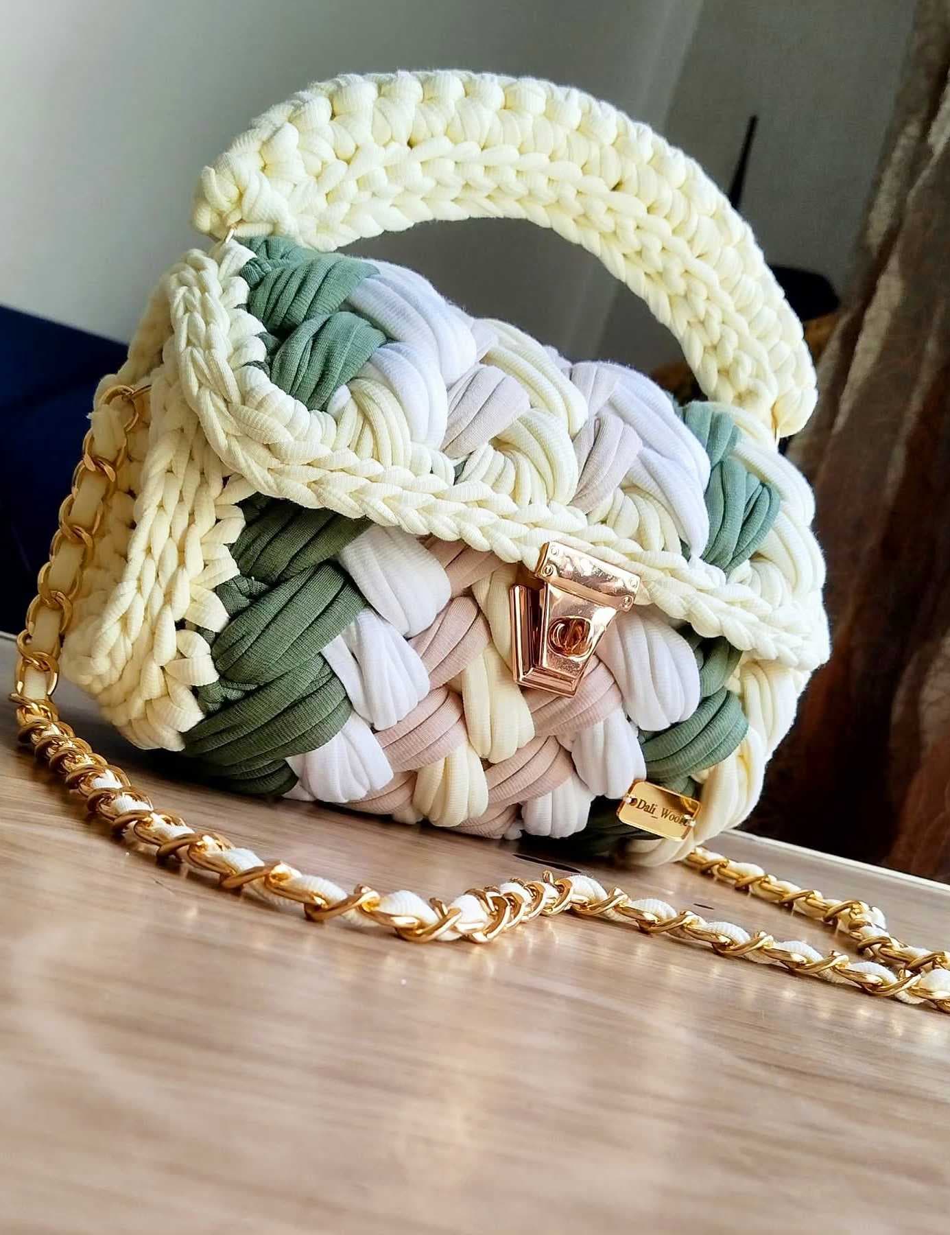 Handmade Women's Bag in Elegant Cream and Beige Tones olive