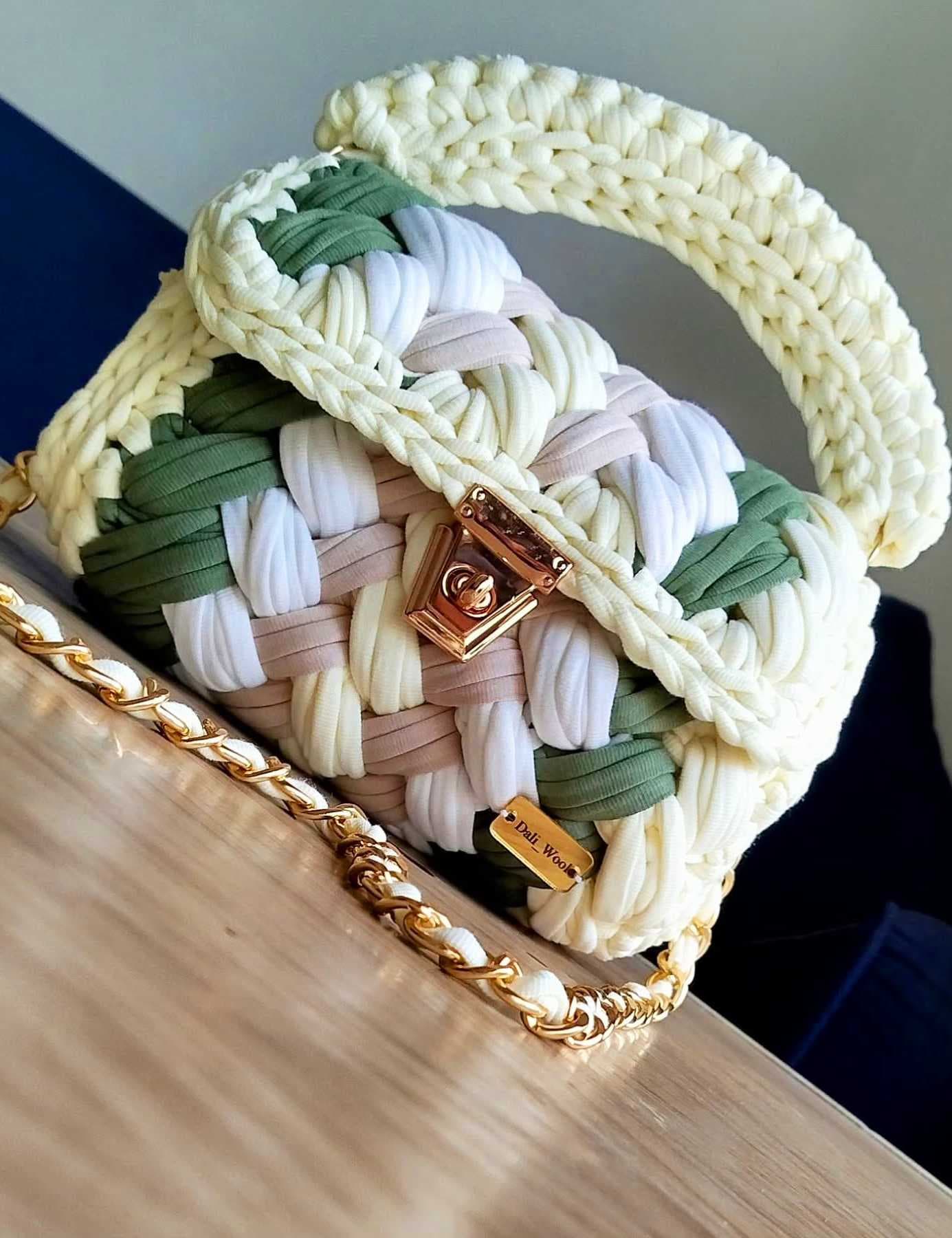 Handmade Women's Bag in Elegant Cream and Beige Tones olive