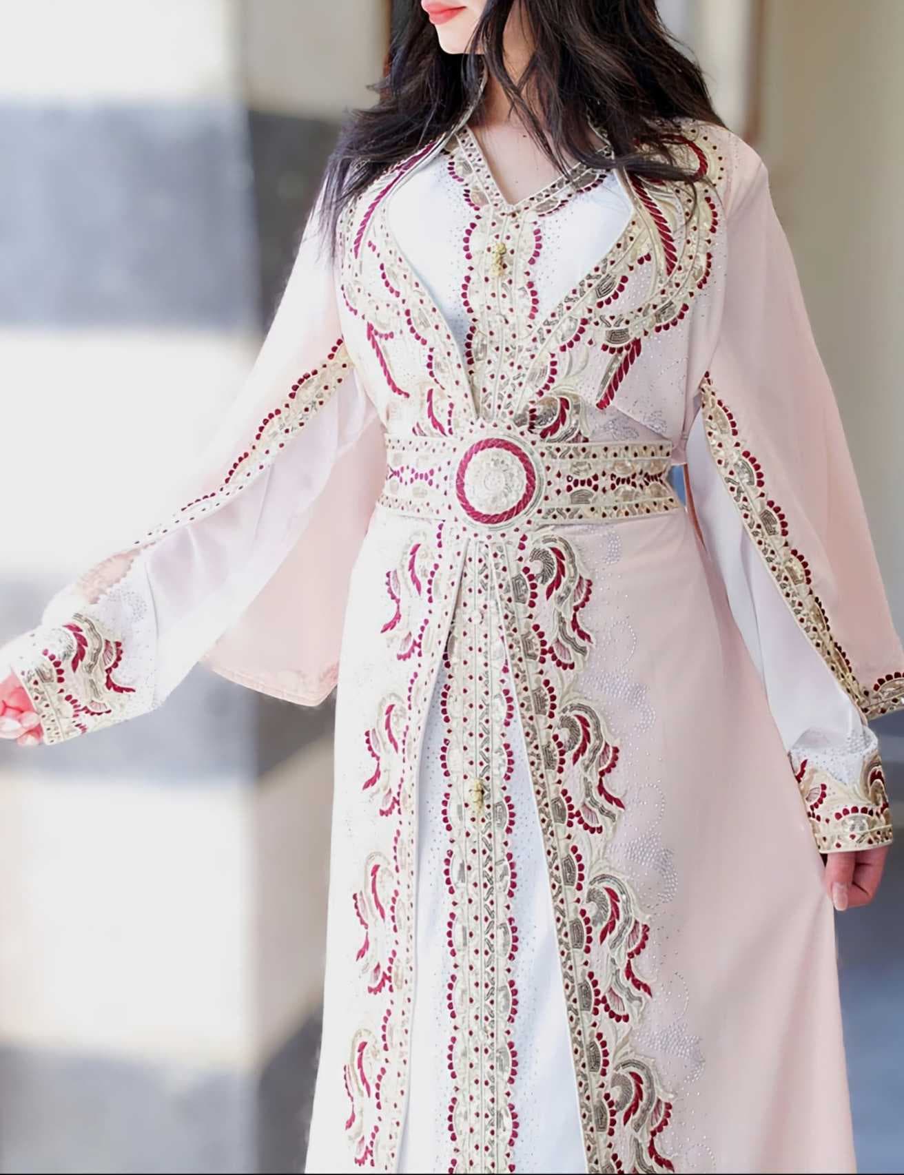 Long Moroccan kaftan Pink 2XL