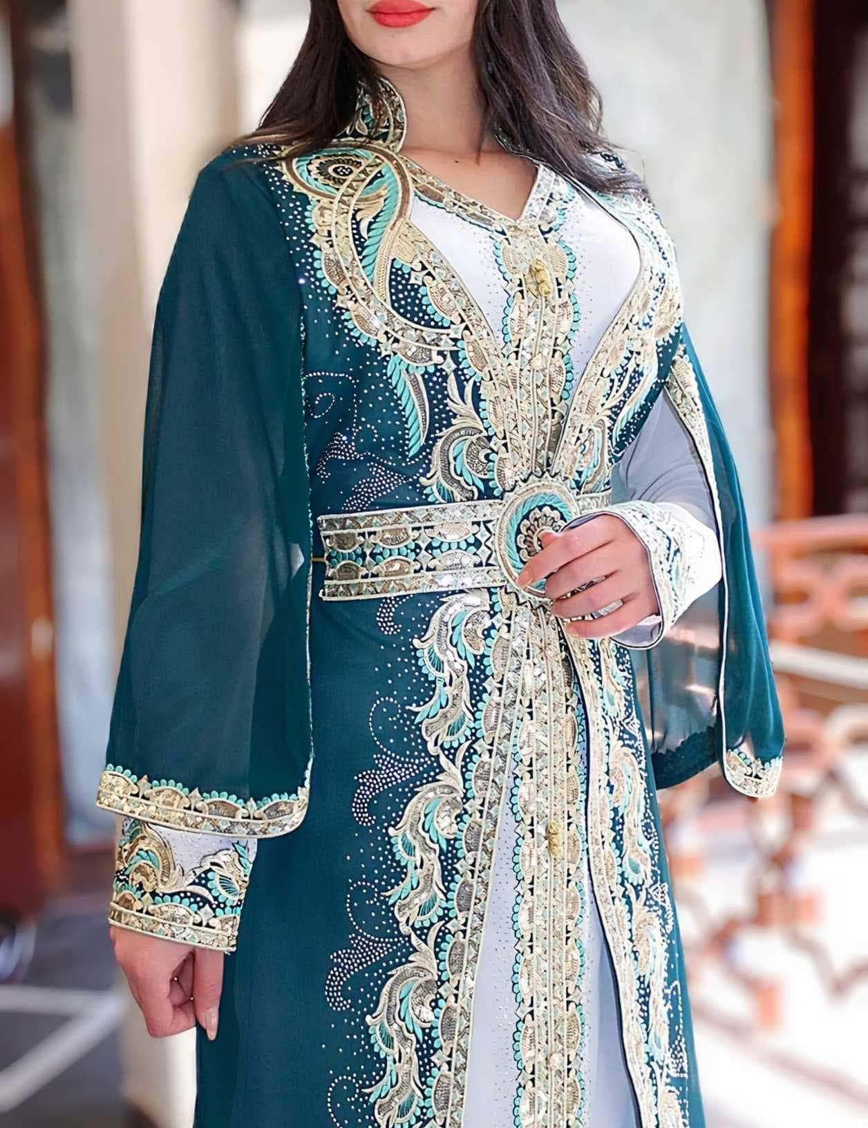 Long Moroccan kaftan olive 2XL