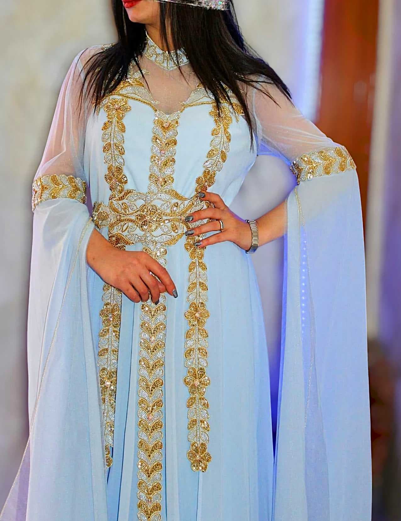 A luxurious caftan light Blue 2XL