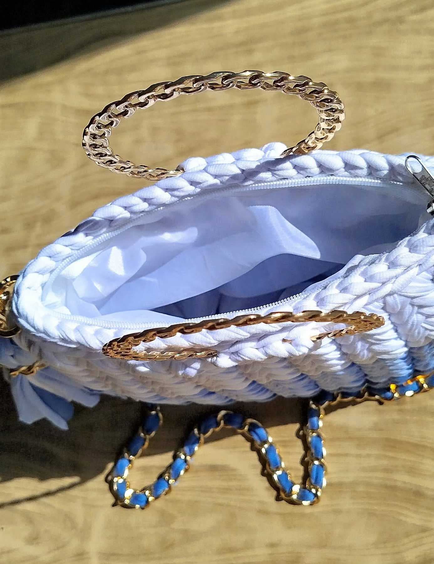 Handmade Women's Bag with Elegant Color Blue