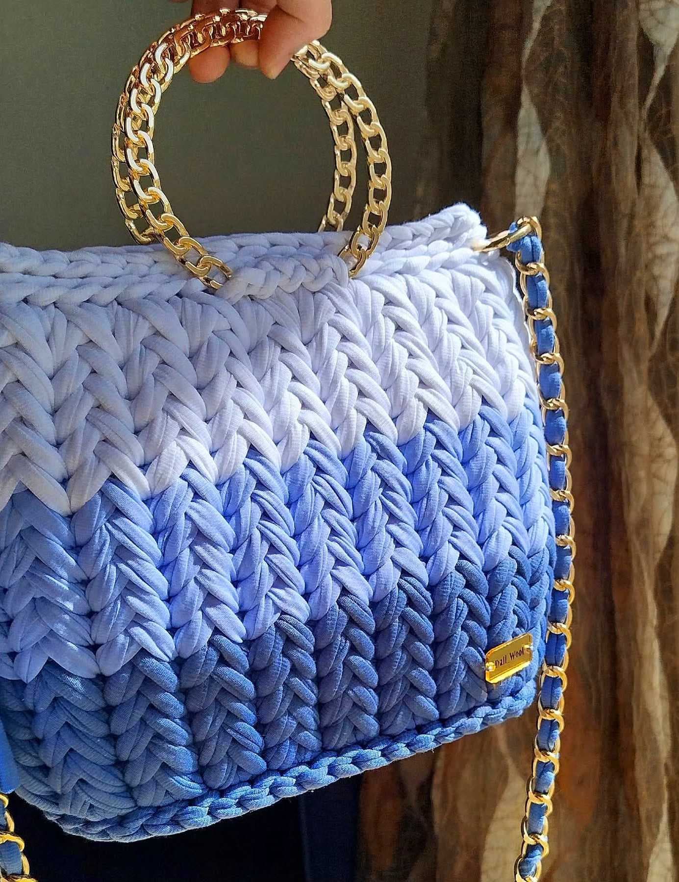 Handmade Women's Bag with Elegant Color Blue