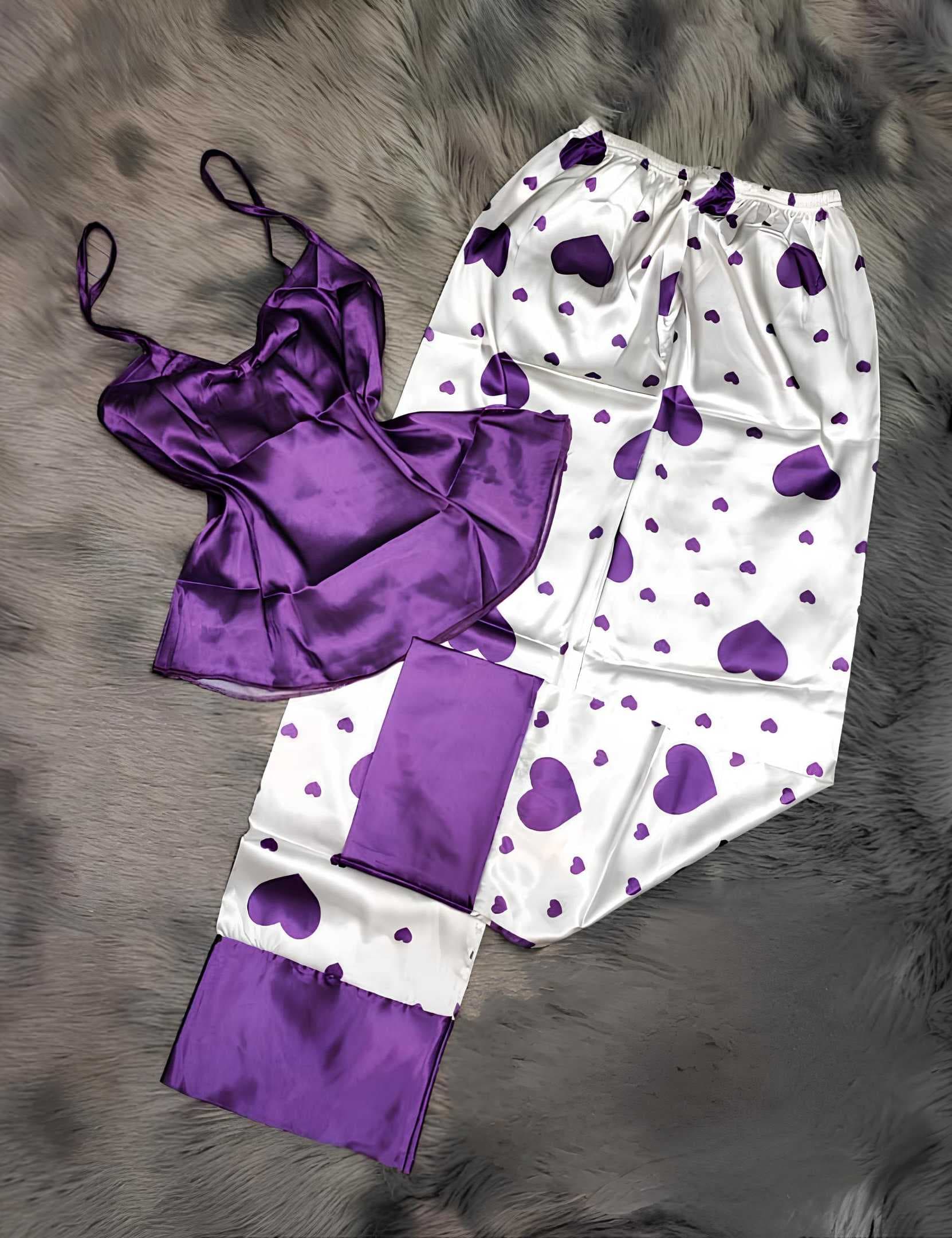 Women's satan pajamas purple 36