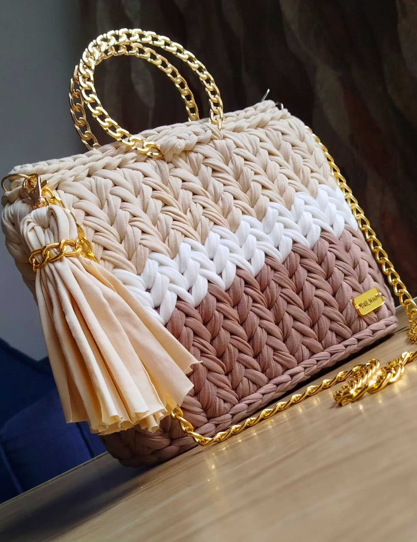 Handmade Women's Bag with Elegant Color Beige