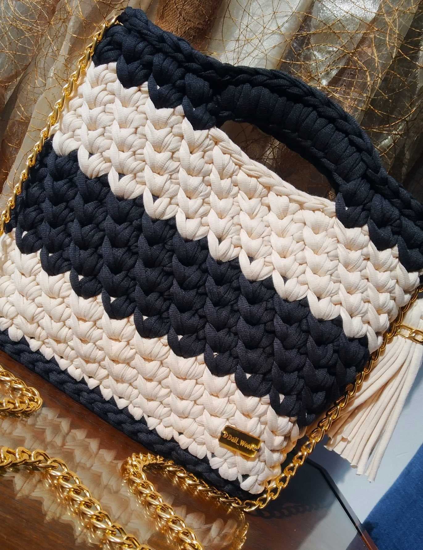 A stylish handcrafted crochet handbag black