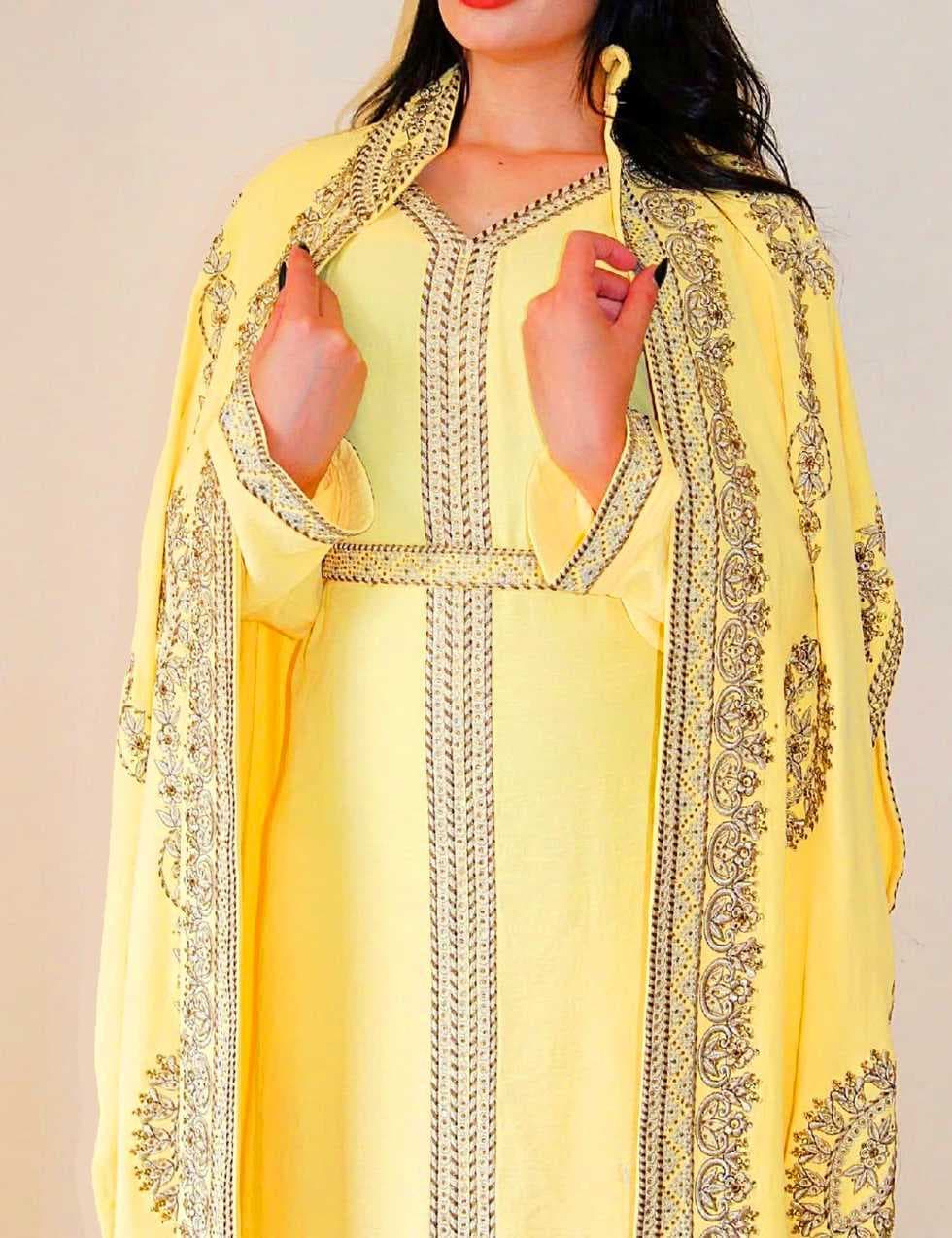 embroidered caftan Yellow L