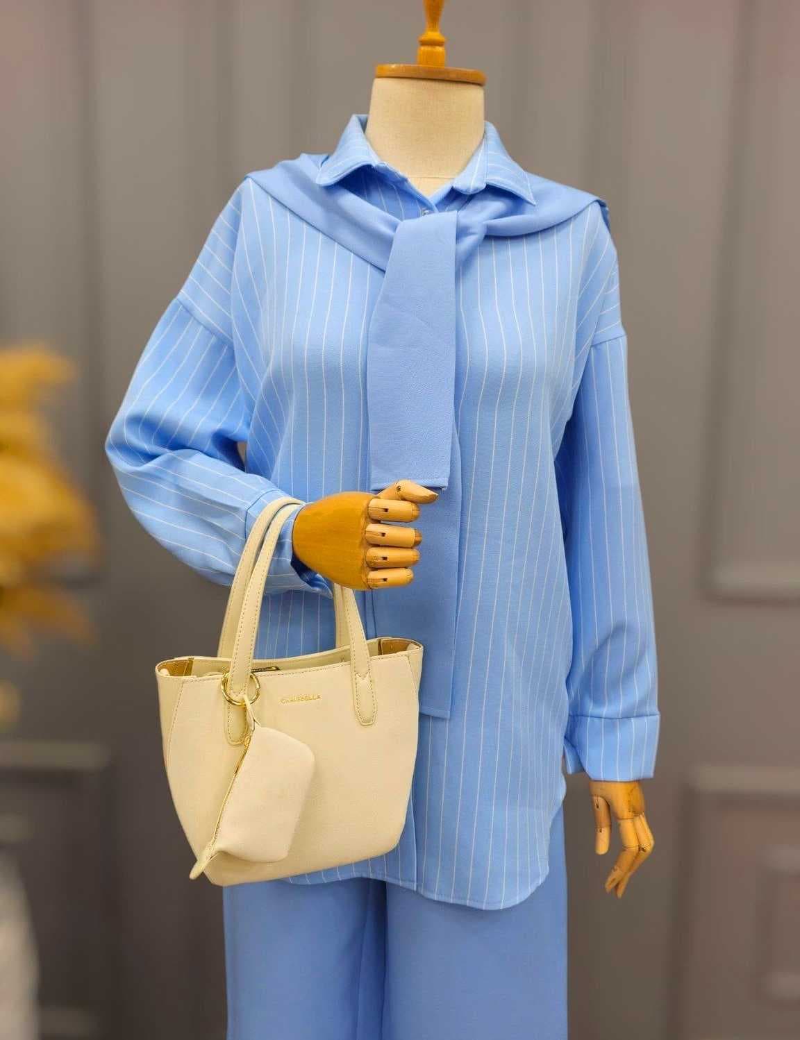 striped set light Blue L