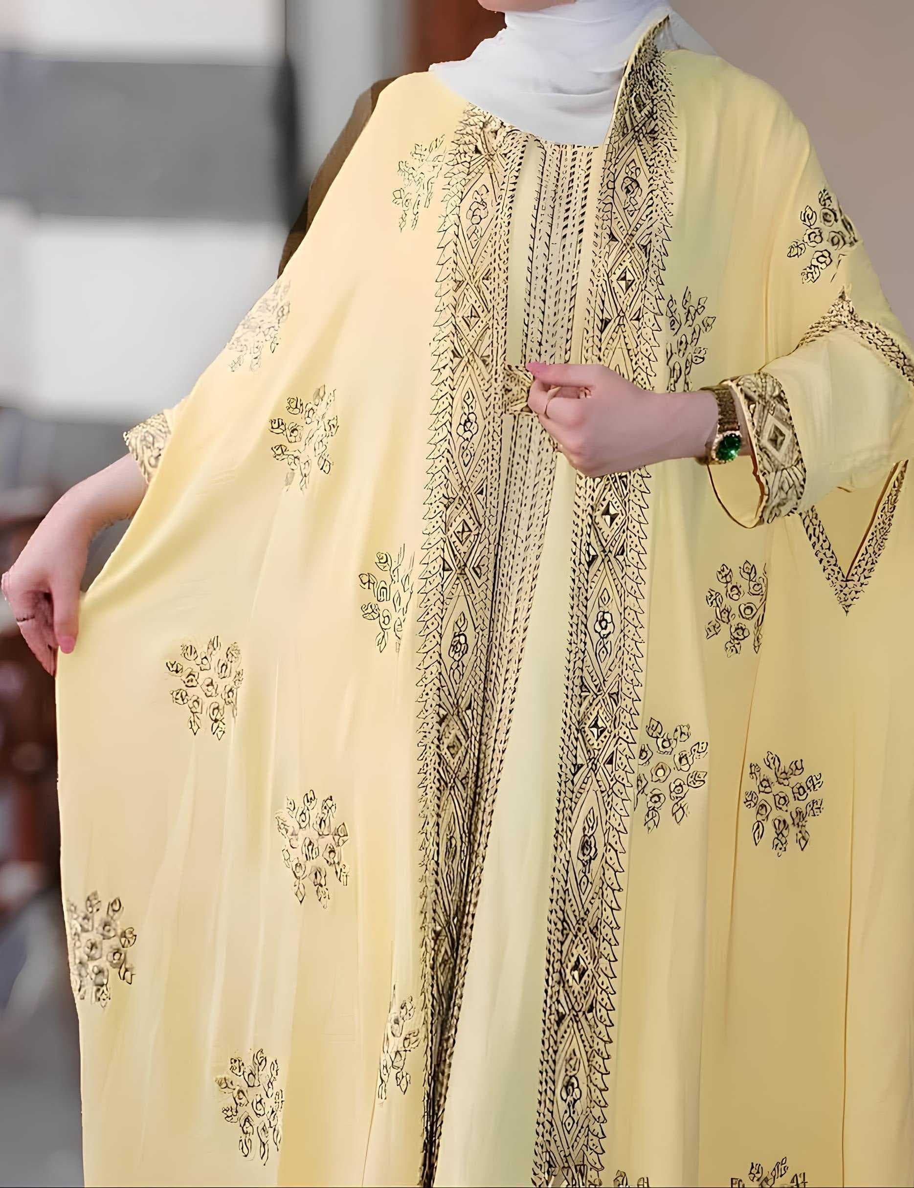 A luxurious abaya Yellow XL