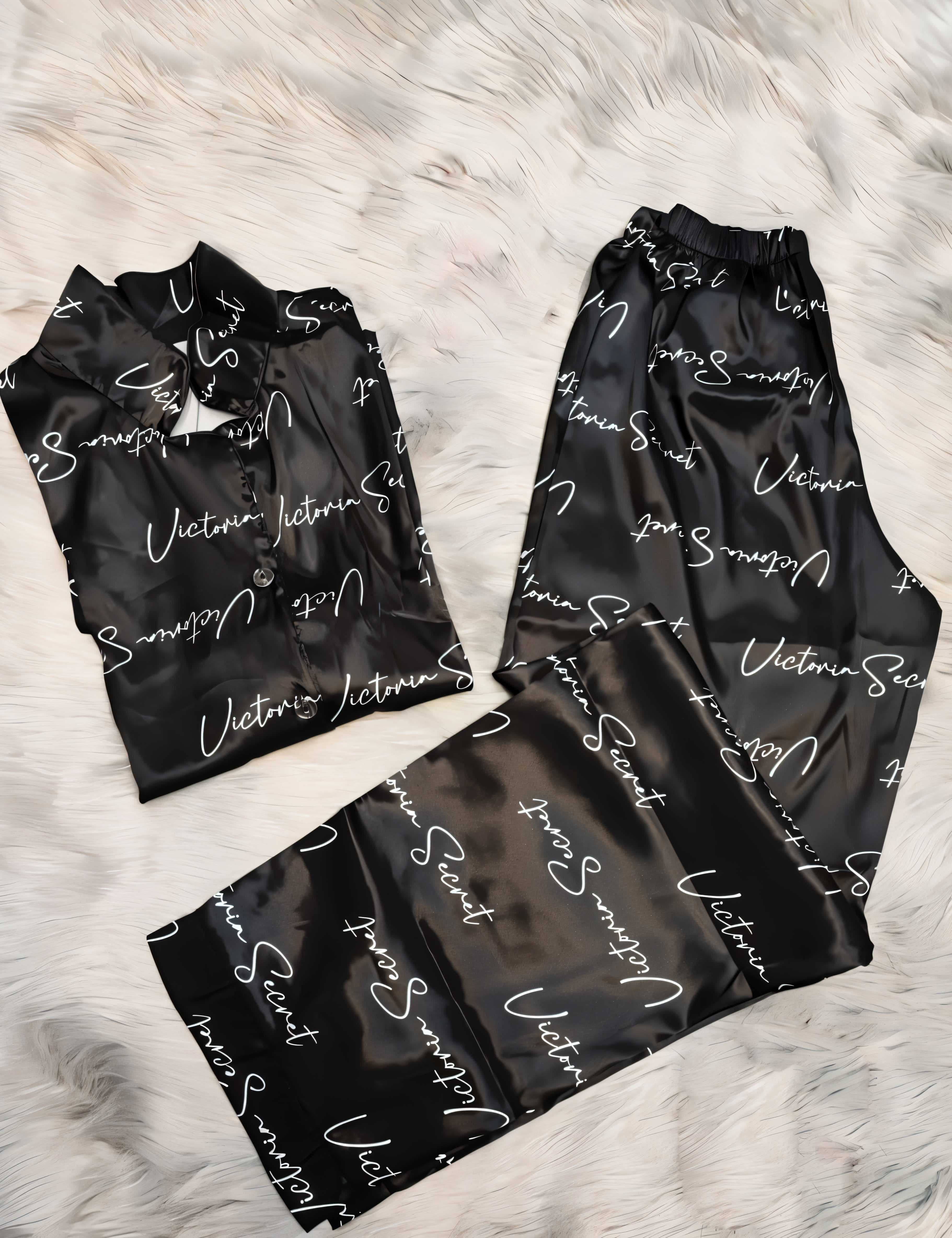 Pajamas satin black 36
