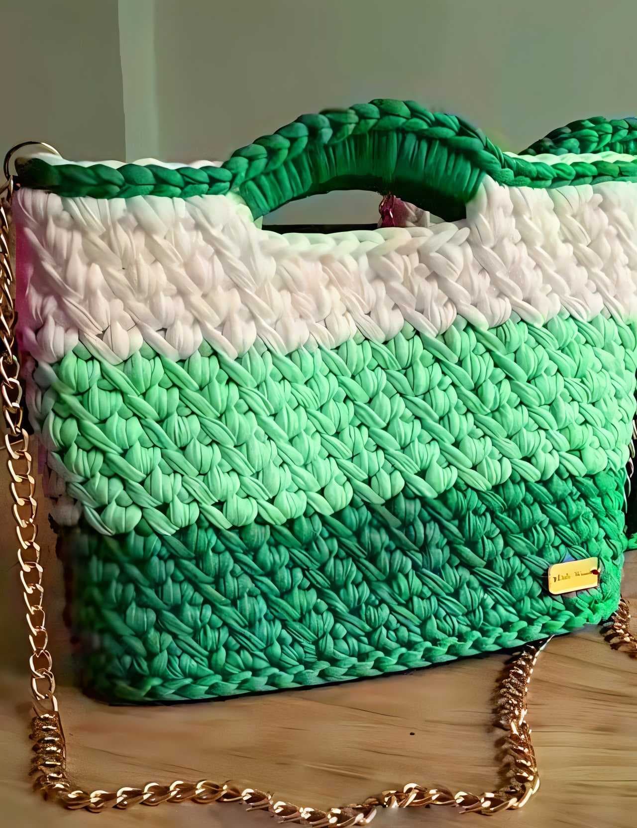 A stylish handcrafted crochet handbag Green