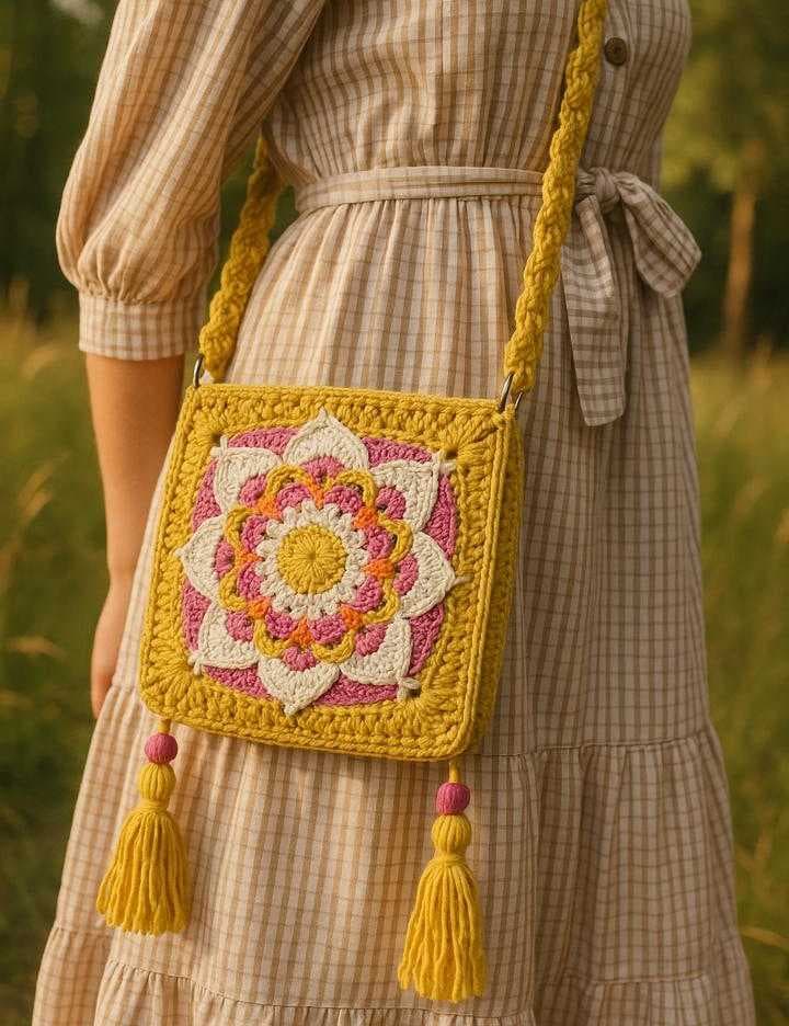 Handmade Boho Crochet Bag Yellow