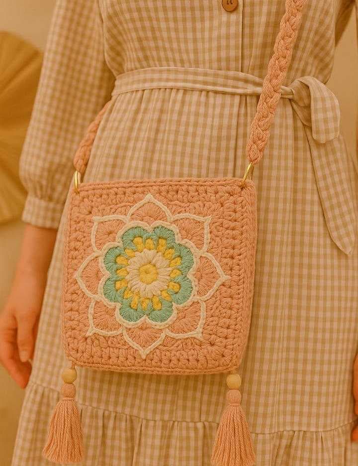 Handmade Boho Crochet Bag Pink