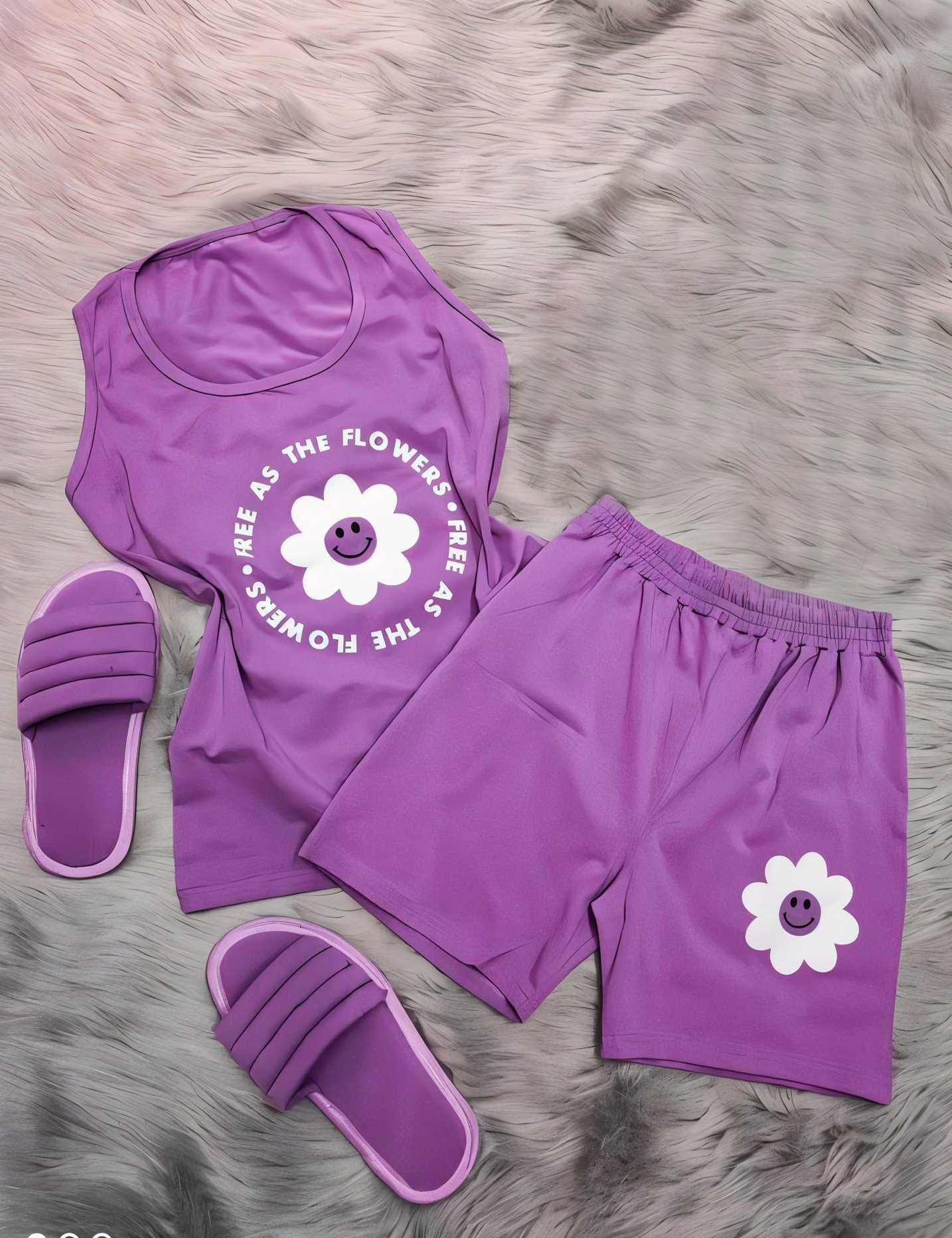 pajama shorts purple L